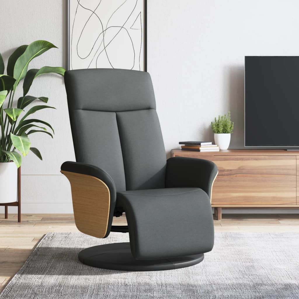 Vidaxl fauteuil verstelbaar met voetensteun stof donkergrijs