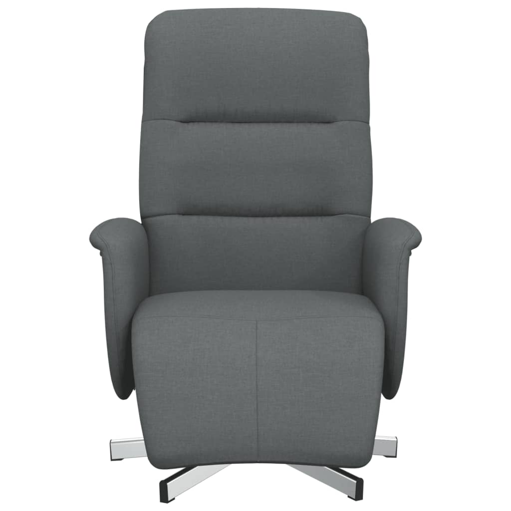Vidaxl fauteuil verstelbaar met voetensteun stof donkergrijs