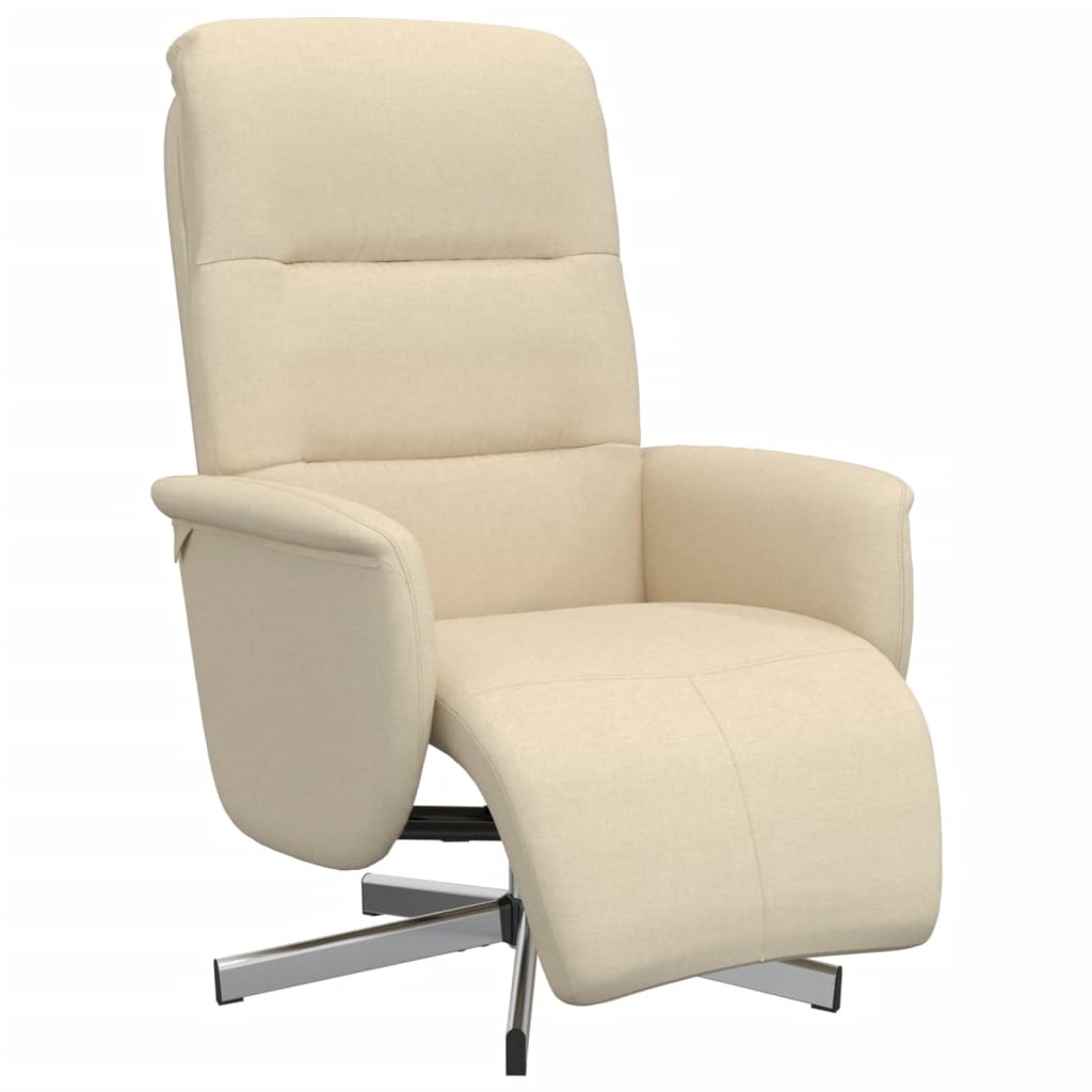 Vidaxl fauteuil verstelbaar met voetensteun stof crèmekleurig