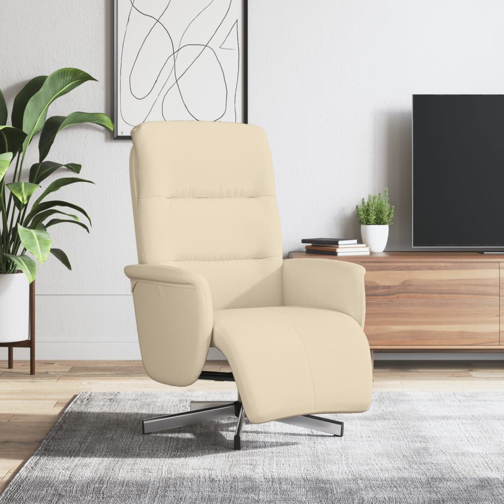 Vidaxl fauteuil verstelbaar met voetensteun stof crèmekleurig