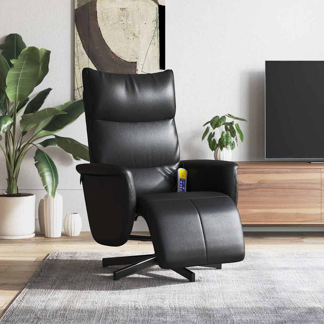 Vidaxl massagestoel verstelbaar met voetensteun kunstleer zwart