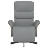 Vidaxl fauteuil verstelbaar met voetensteun stof lichtgrijs