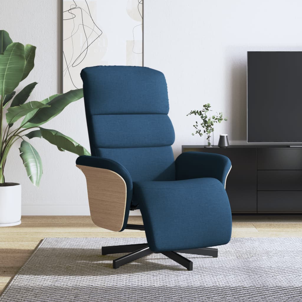Vidaxl fauteuil verstelbaar met voetensteun stof blauw