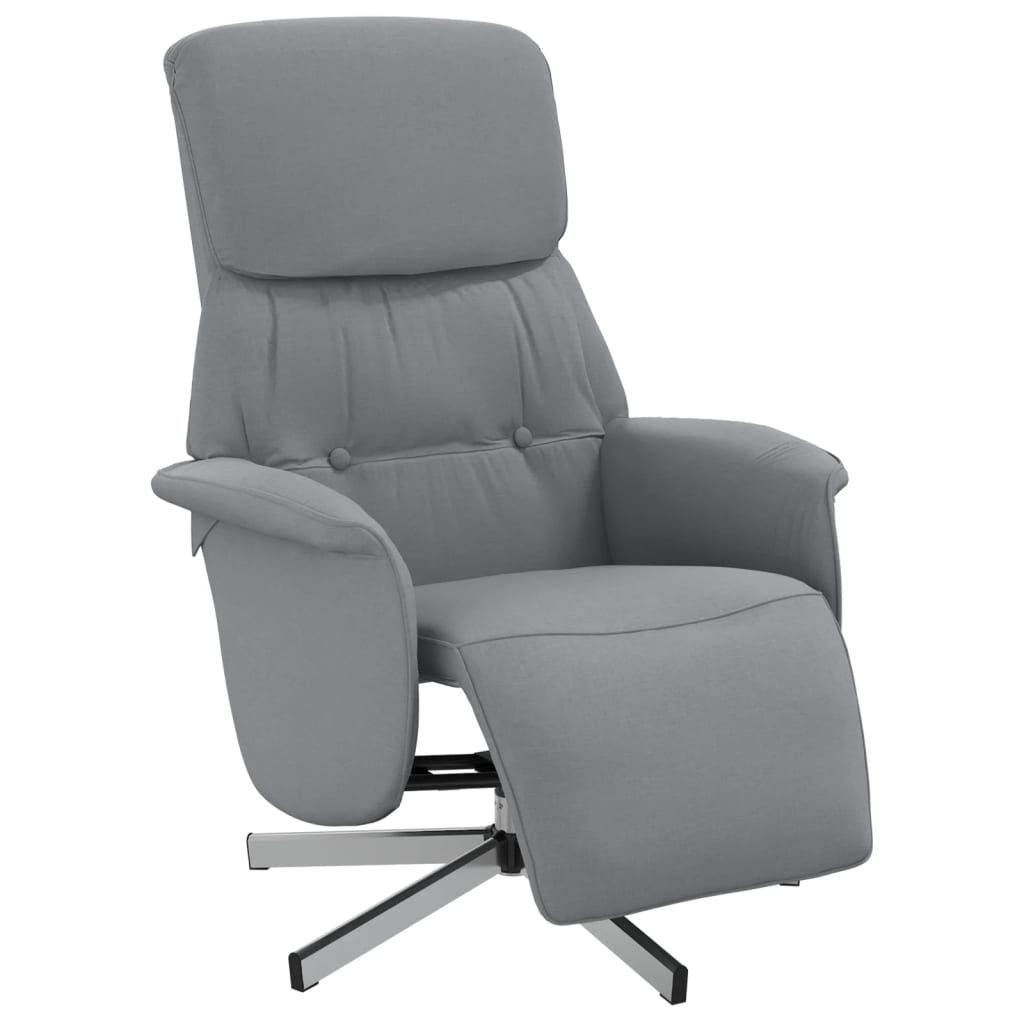 Vidaxl fauteuil verstelbaar met voetensteun stof lichtgrijs