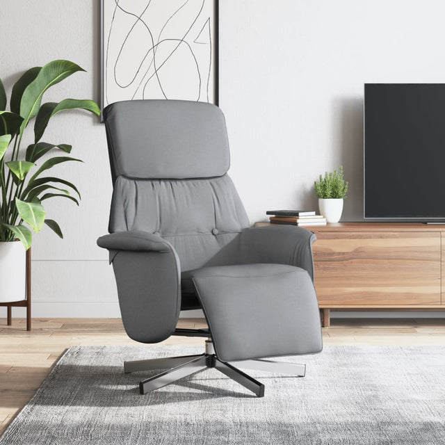 Vidaxl fauteuil verstelbaar met voetensteun stof lichtgrijs
