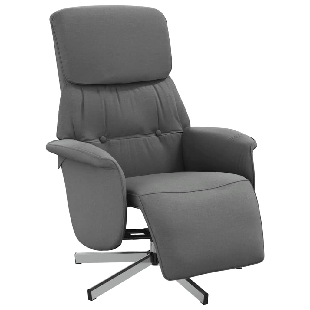 Vidaxl fauteuil verstelbaar met voetensteun stof donkergrijs