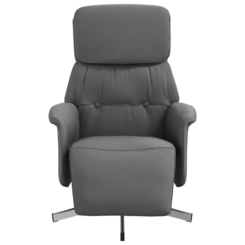 Vidaxl fauteuil verstelbaar met voetensteun stof donkergrijs