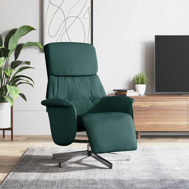 Vidaxl fauteuil verstelbaar met voetensteun stof donkergroen
