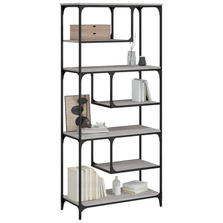 Vidaxl boekenkast 81x36x176 cm bewerkt hout grijs sonoma eikenkleurig