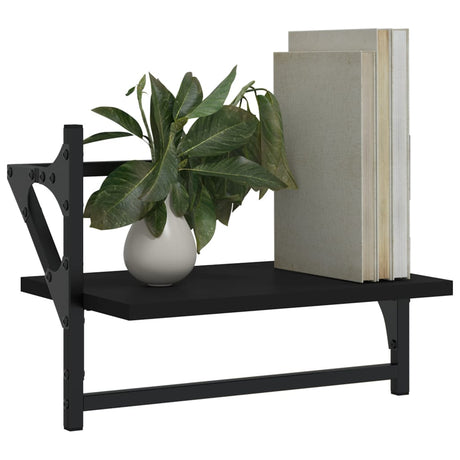 Vidaxl wandschappen met stangen 2 st 40x25x30 cm zwart