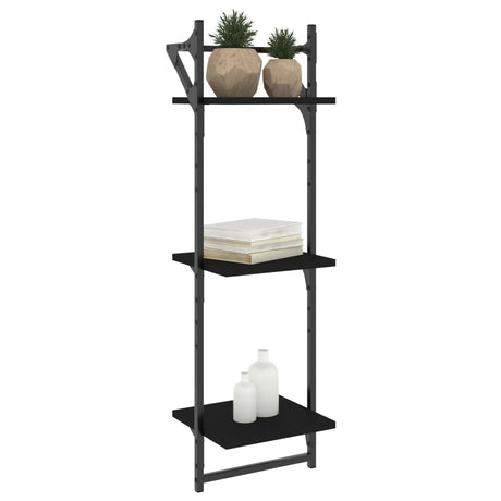 Vidaxl wandschappen 3-laags met stangen 2 st 30x25x100 cm zwart