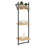 Vidaxl wandschappen 3-laags met stangen 2 st 30x25x100 cm sonoma eiken