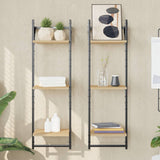 Vidaxl wandschappen 3-laags met stangen 2 st 30x25x100 cm sonoma eiken
