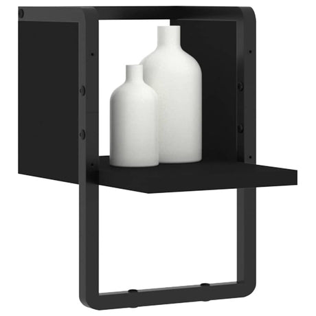 Vidaxl wandschap met stang 20x25x30 cm zwart
