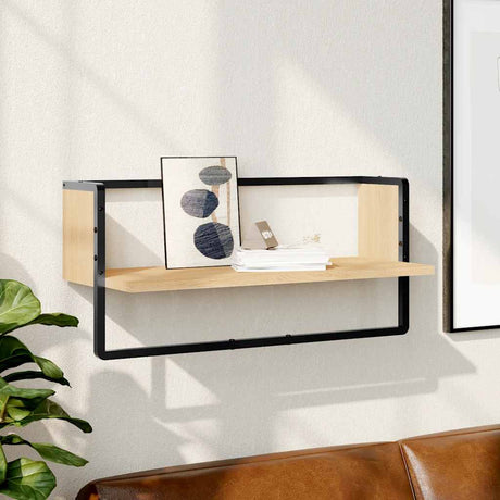 Vidaxl wandschap met stang 65x25x30 cm sonoma eikenkleurig