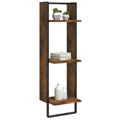 Vidaxl wandrek 3-laags 30x25x100 cm bewerkt hout gerookt eikenkleurig