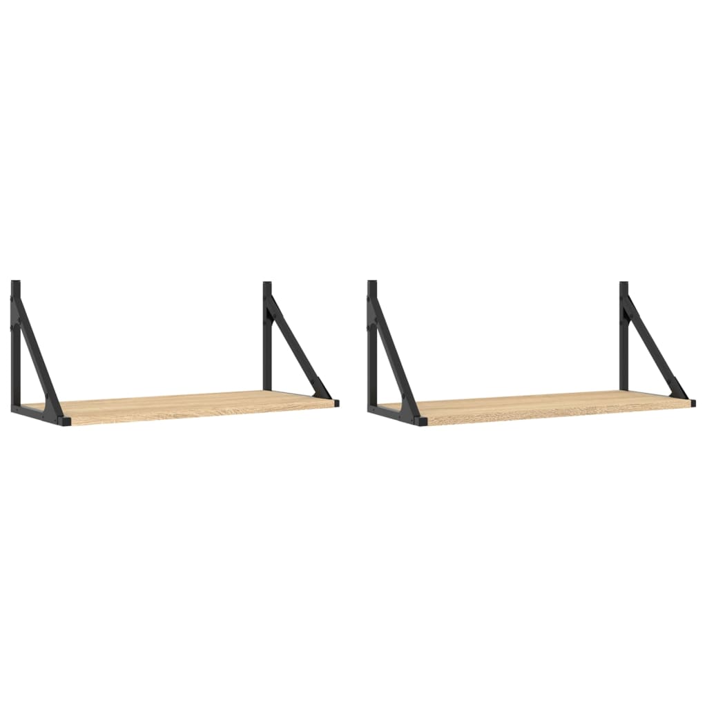 Vidaxl wandschappen 2 st 60x25x25,5 cm bewerkt hout sonoma eikenkleur