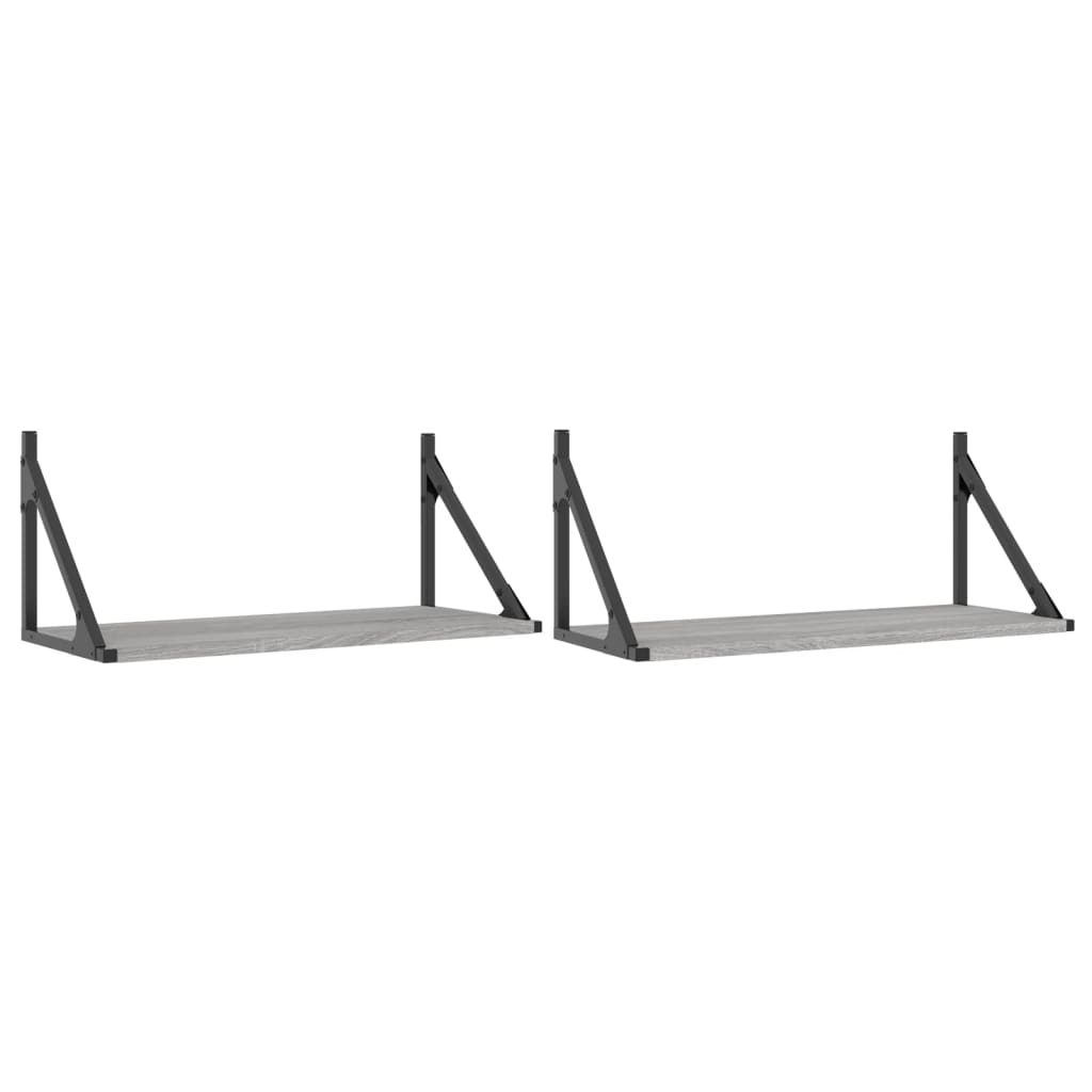 Vidaxl wandschappen 2 st 60x25x25,5 cm bewerkt hout grijs sonoma eiken