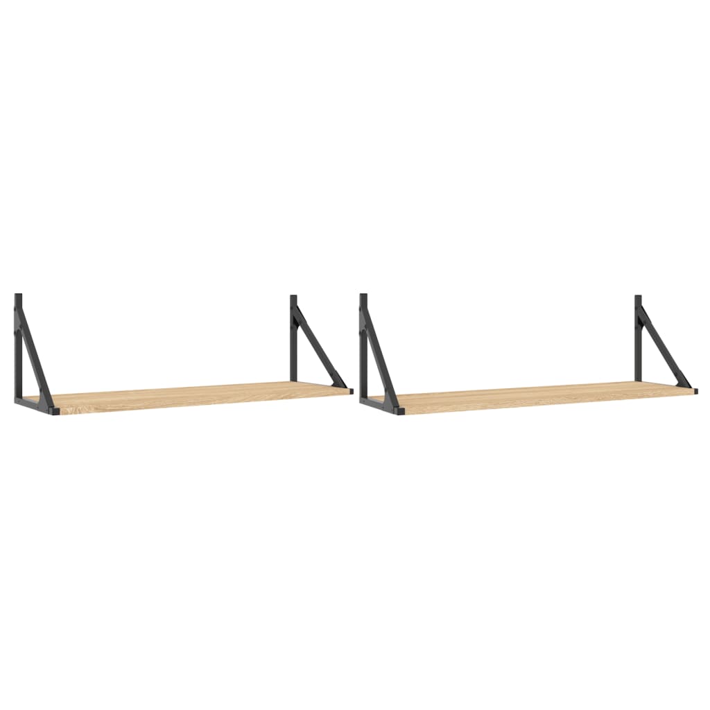 Vidaxl wandplanken 2 st sonoma eiken 80x25x25,5 cm bewerkt hout