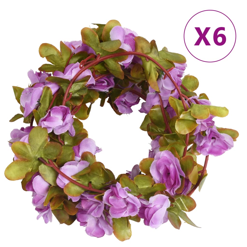 Vidaxx Weihnachtsgirlanden mit Blumen 6 Stück 250 cm Hellviolett
