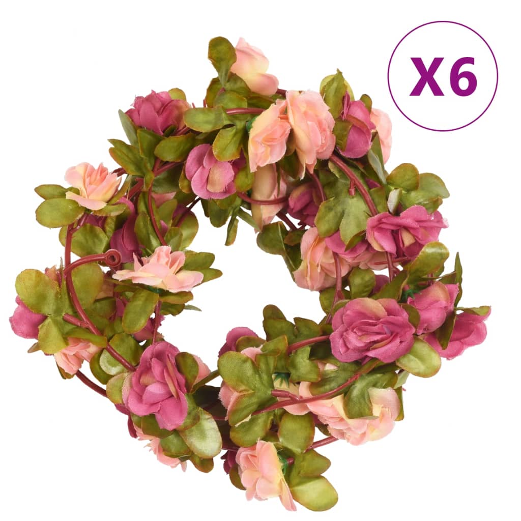 VidaXL Blumengirlanden 6 Stück 250 cm rosa rot