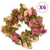 VidaXL Weihnachtsgirlanden mit Blumen 6 Stück 250 cm rosa rot