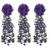 Vidaxx Weihnachtsgirlanden mit Blumen 3 Stück 85 cm dunkelviolett