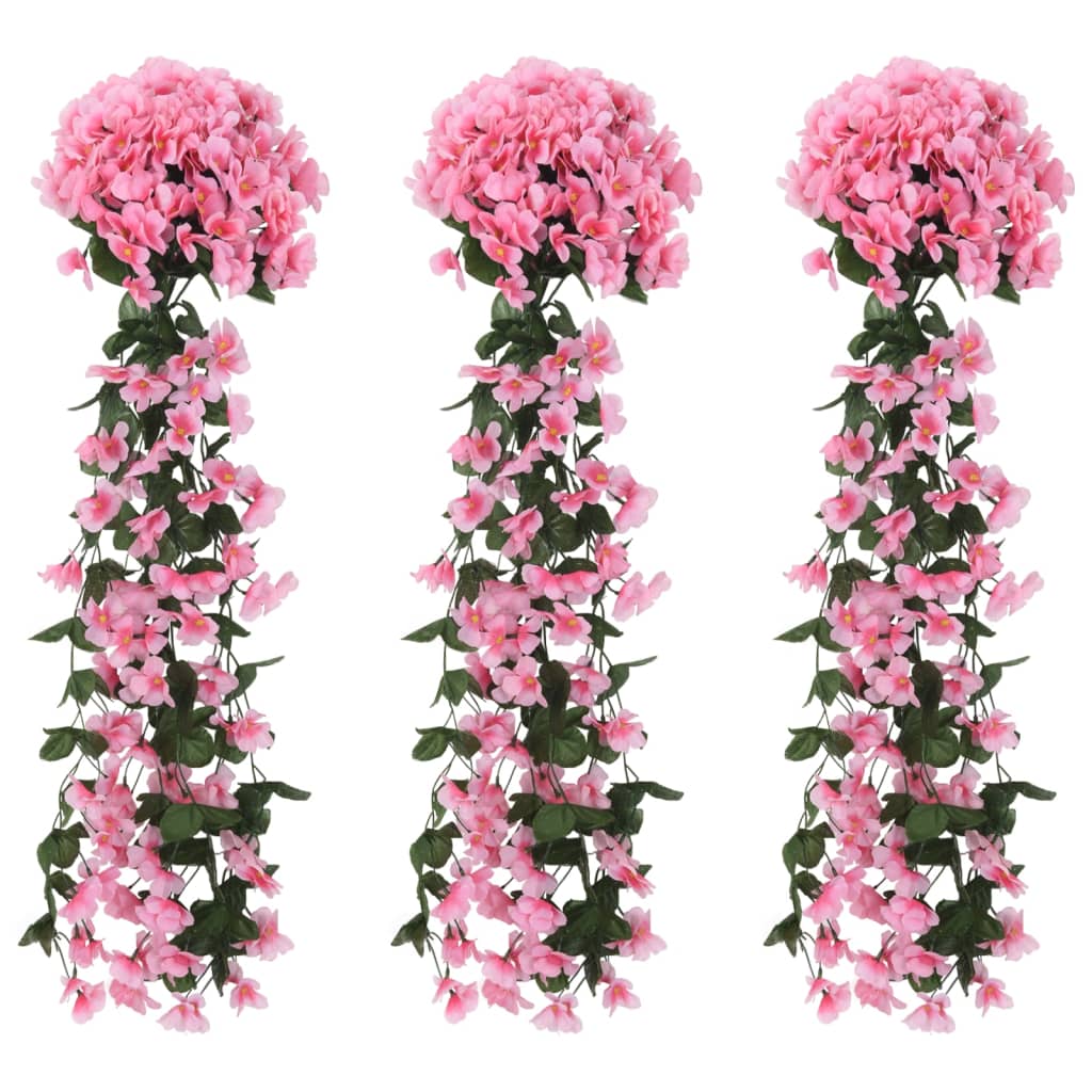 VidaXL Weihnachtsgirlanden mit Blumen 3 Stück 85 cm Rosa