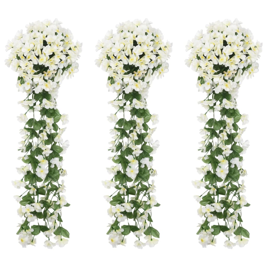 VidaXL Weihnachtsgirlanden mit Blumen 3 Stück 85 cm Weiß