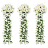 VidaXL Weihnachtsgirlanden mit Blumen 3 Stück 85 cm Weiß