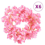VidaXL Weihnachtsgirlanden mit Blumen 6 Stück 180 cm dunkelrosa