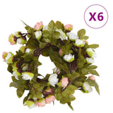 VidaXL Weihnachtsgirlanden mit Blumen 6 Stück 215 cm Champagnerfarben