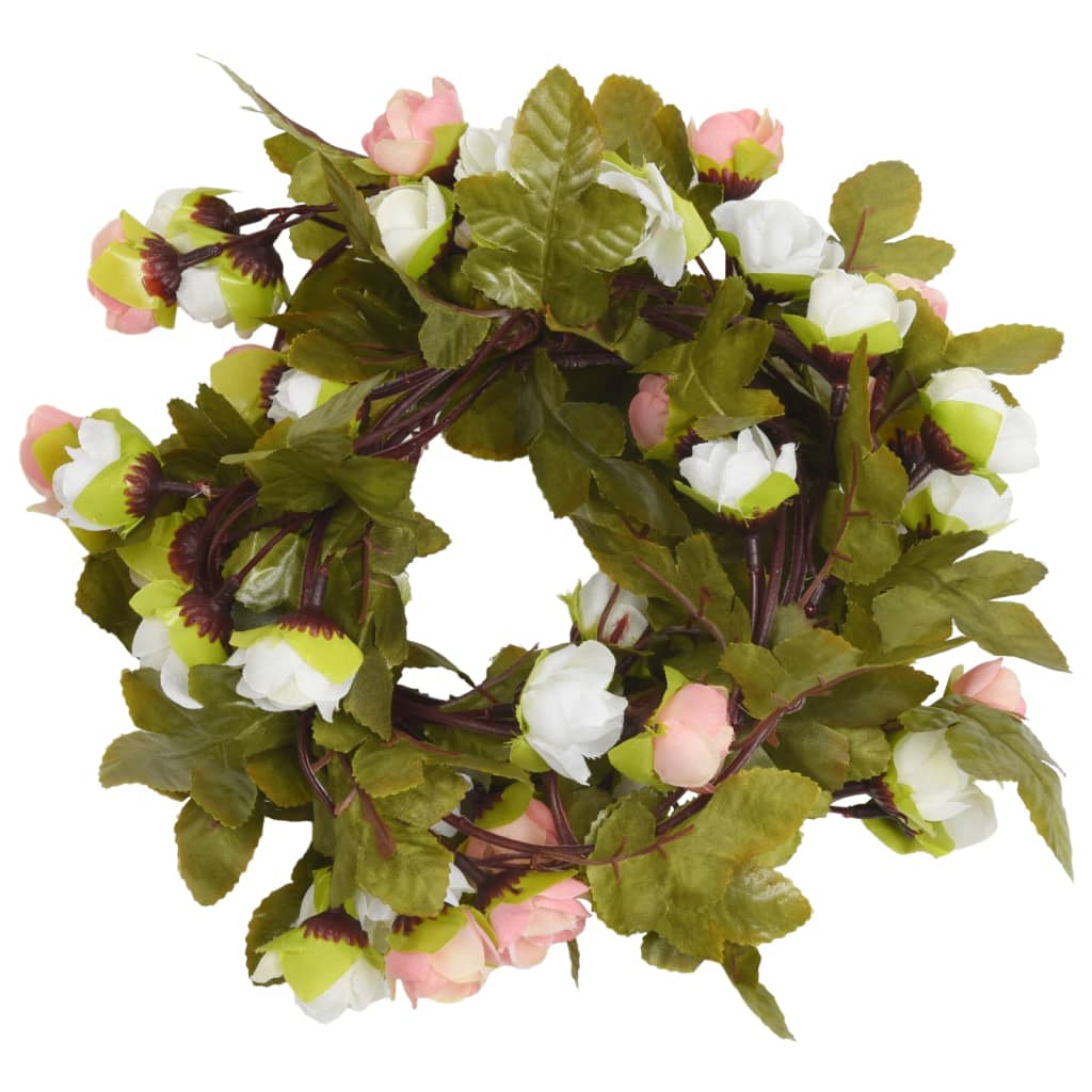 VidaXL Weihnachtsgirlanden mit Blumen 6 Stück 215 cm Champagnerfarben