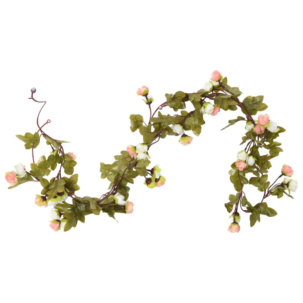 VidaXL Weihnachtsgirlanden mit Blumen 6 Stück 215 cm Champagnerfarben