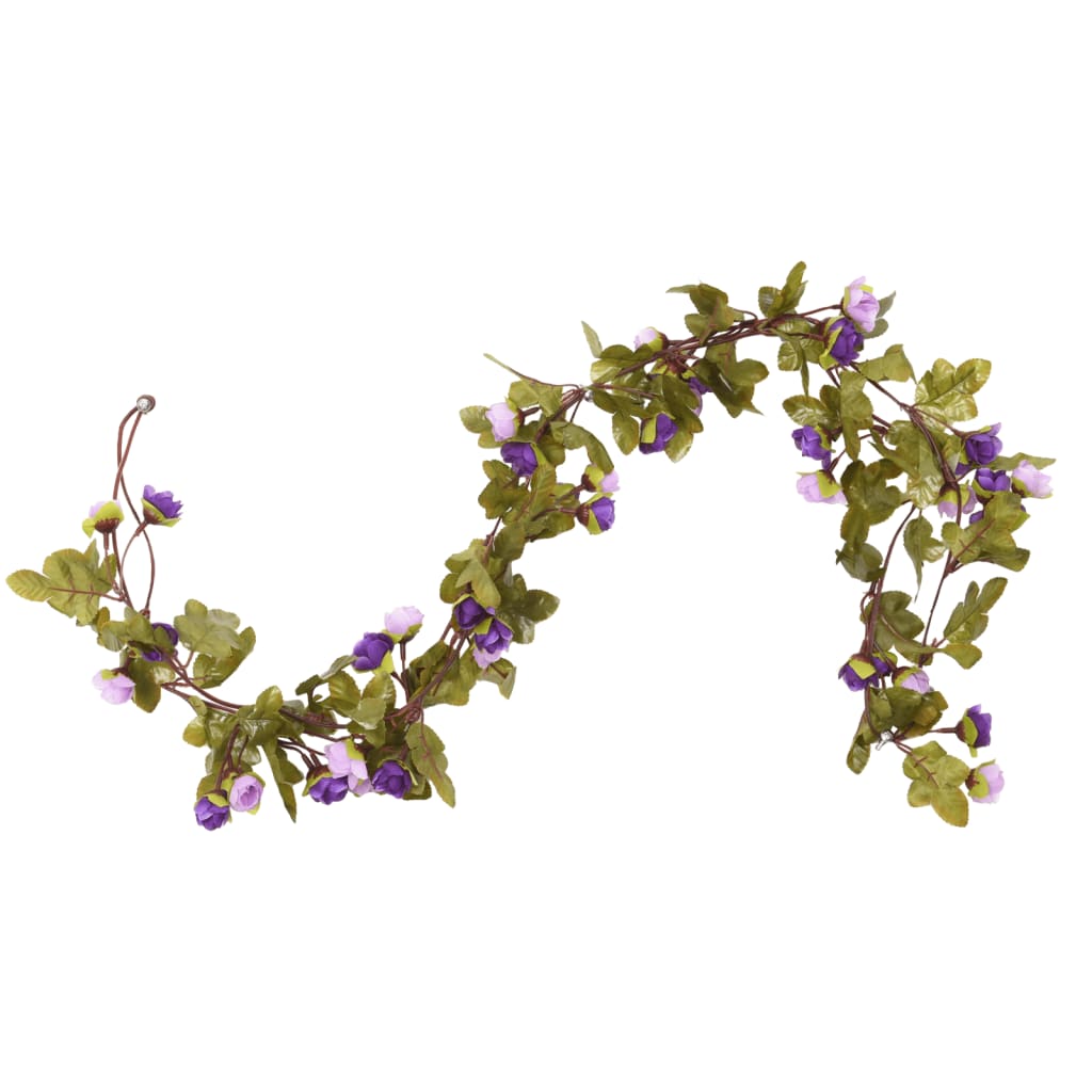 VidaXL Weihnachtsgirlanden mit Blumen 6 Stück 215 cm Hellviolett