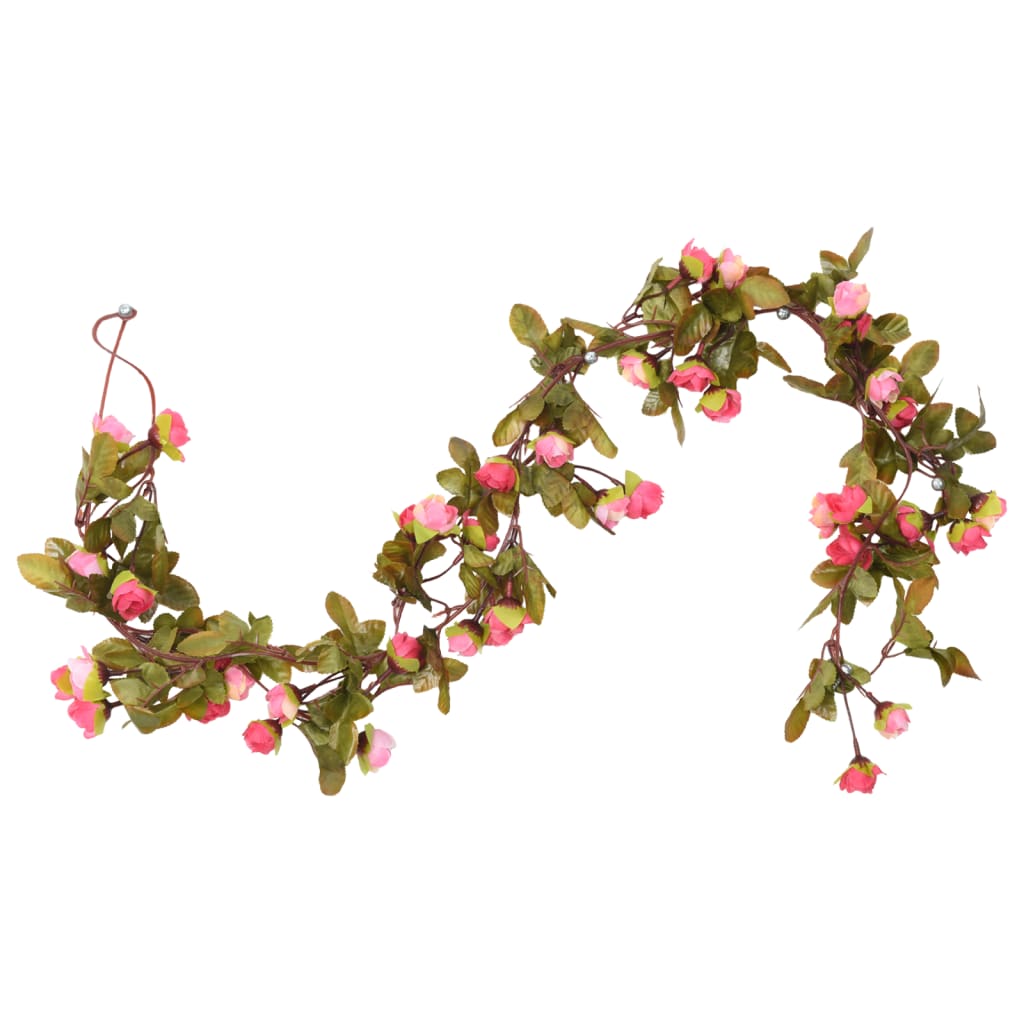 VidaXL Weihnachtsgirlanden mit Blumen 6 Stück 215 cm rosa