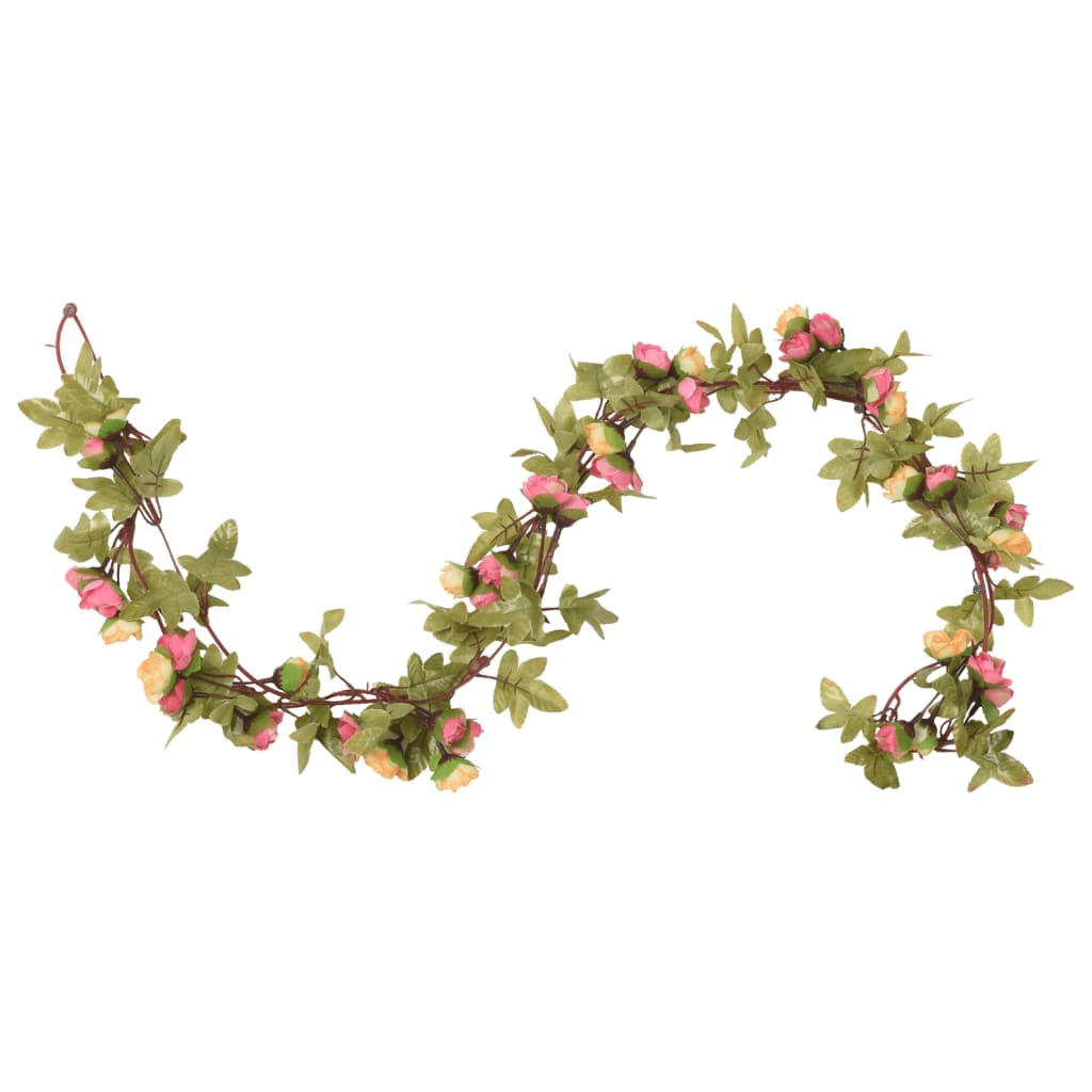 VidaXL Weihnachtsgirlanden mit Blumen 6 Stück 215 cm Rosa