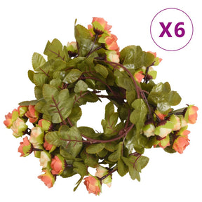 VidaXL Blumengirlanden 6 Stk. 215 cm Sonnenaufgangsrot