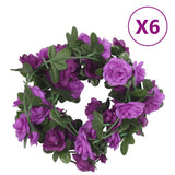 VidaXL Weihnachtsgirlanden mit Blumen 6 Stück 240 cm Hellviolett