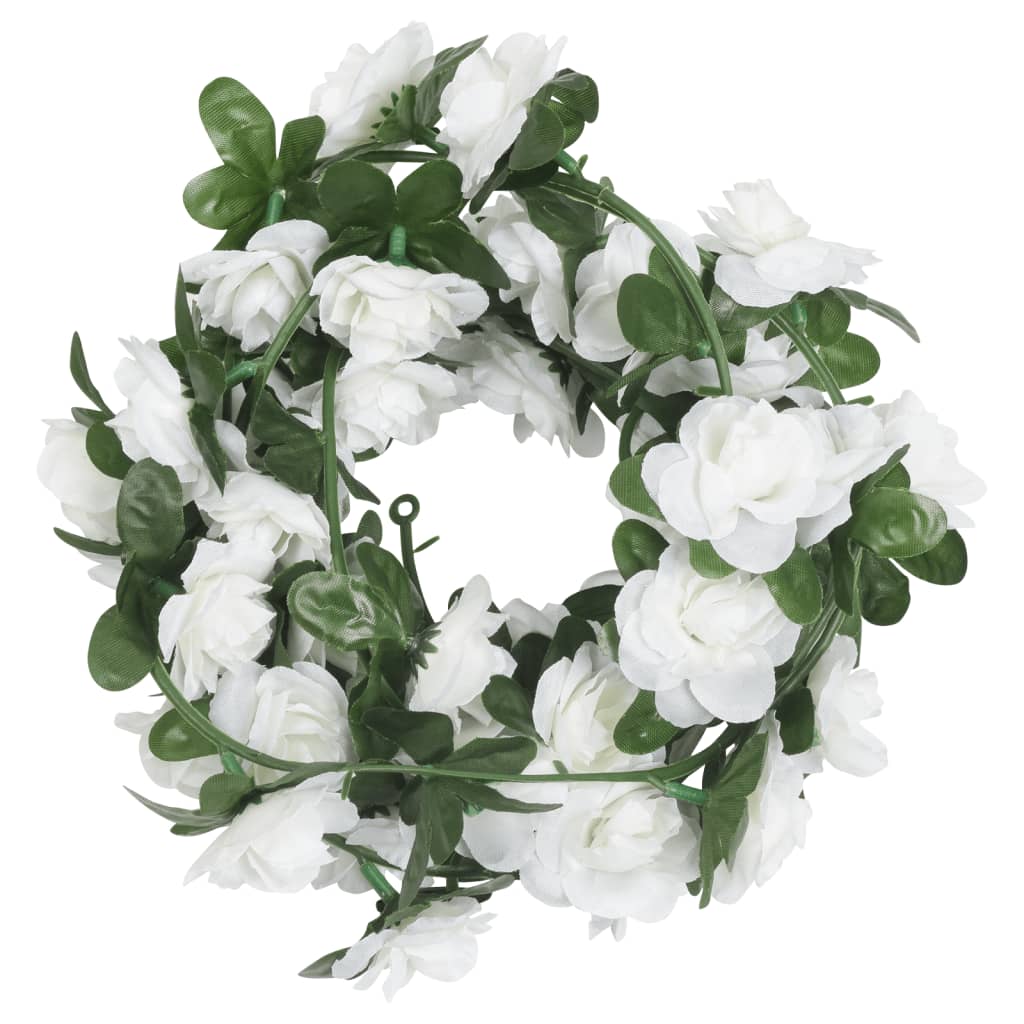 Vidaxx Weihnachtsgirlanden mit Blumen 6 Stück 240 cm weiß