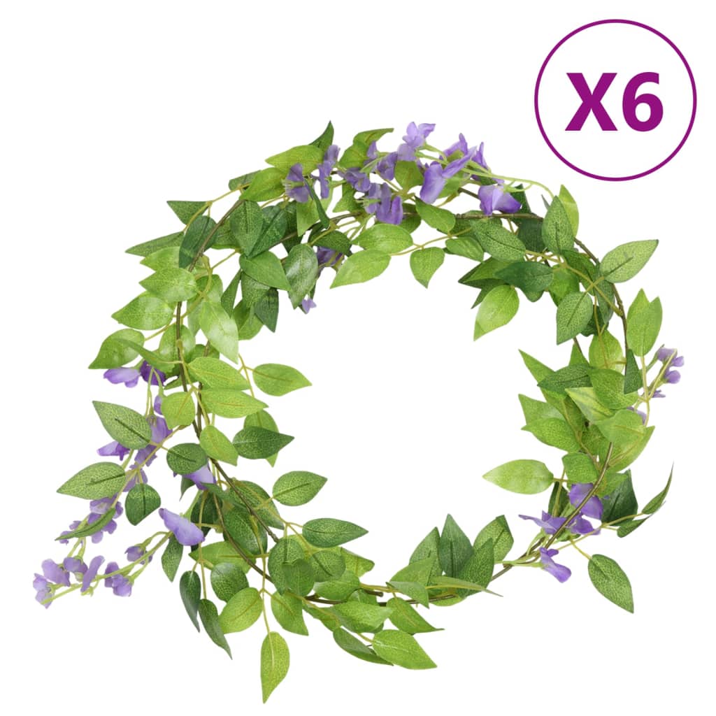VidaXL Weihnachtsgirlanden mit Blumen 6 Stück 200 cm Lila