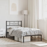 Vidaxl bedframe met hoofdbord metaal zwart 90x190 cm