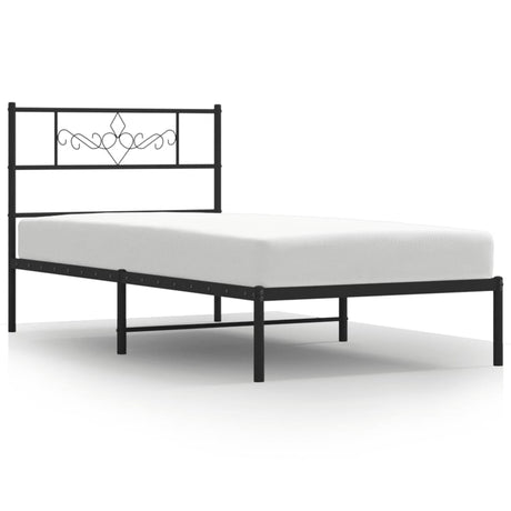 Vidaxl bedframe met hoofdbord metaal zwart 90x200 cm
