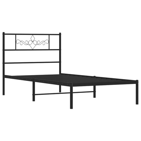 Vidaxl bedframe met hoofdbord metaal zwart 90x200 cm