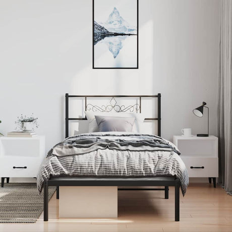 Vidaxl bedframe met hoofdbord metaal zwart 100x200 cm