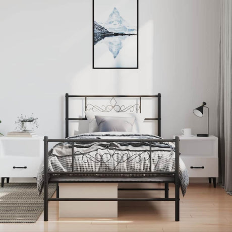 Vidaxl bedframe met hoofd- en voeteneinde metaal zwart 100x190 cm