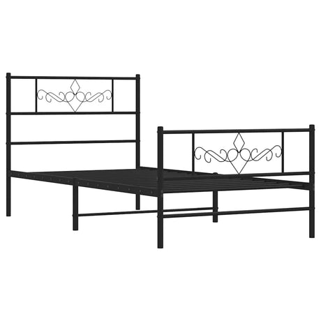 Vidaxl bedframe met hoofd- en voeteneinde metaal zwart 107x203 cm