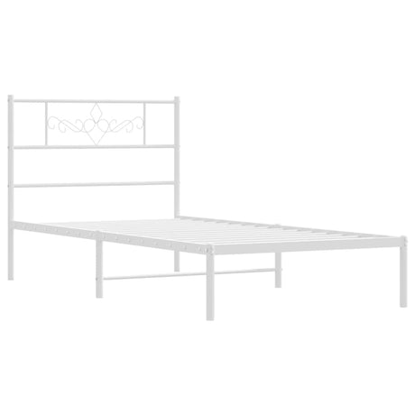 Vidaxl bedframe met hoofdbord zonder matras metaal wit 75x190 cm