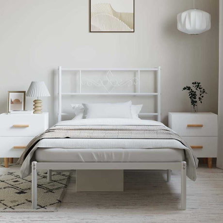 Vidaxl bedframe met hoofdbord metaal wit 100x200 cm