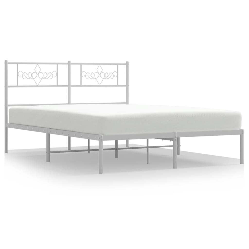 Vidaxl bedframe met hoofdbord metaal wit 120x190 cm